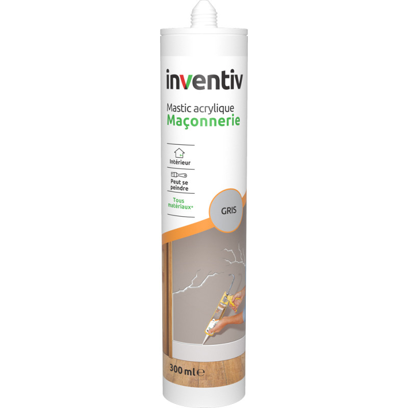 Mastic acrylique pour maçonnerie gris 0,3 L INVENTIV