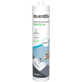 Mastic silicone neutre pour sanitaire transparent 0,3 L INVENTIV
