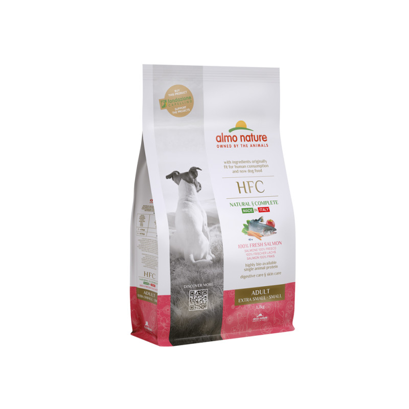 Sac de croquettes pour chien Extra Small et Small Almo Nature Saumon 1,2 kg