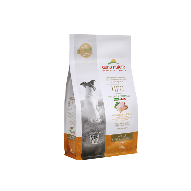 Sac de croquettes pour chien Extra Small et Small Almo Nature Poulet 1,2 kg