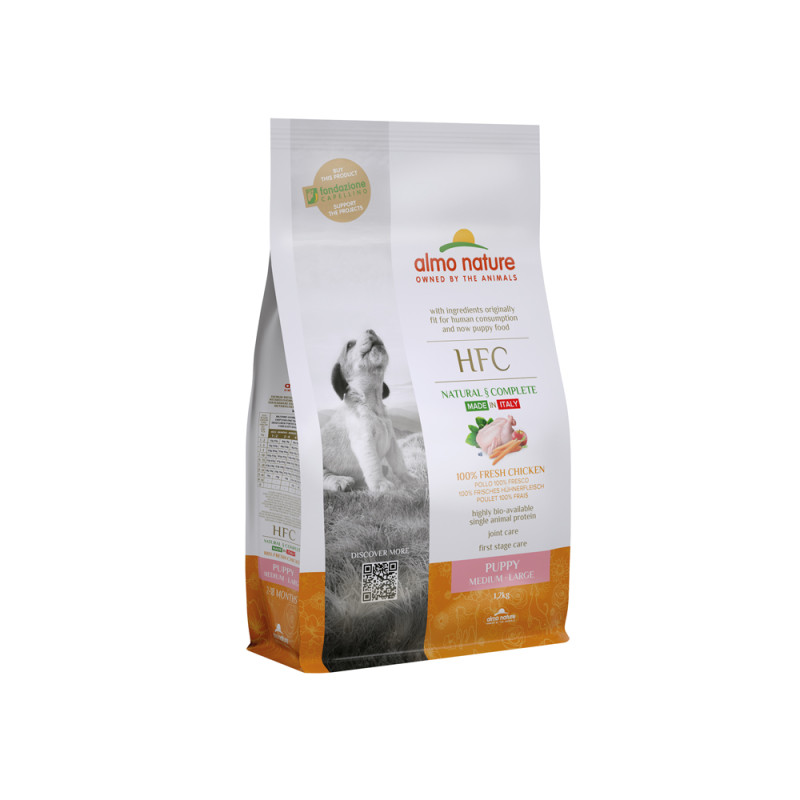 Sac de croquettes pour chiot Medium et Large Almo Nature Poulet 1,2 kg