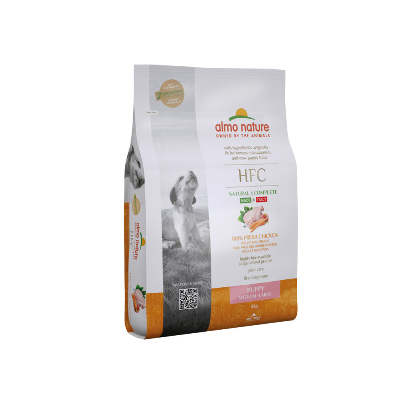 Sac de croquettes pour chiot Medium et Large Almo Nature Poulet 8 kg