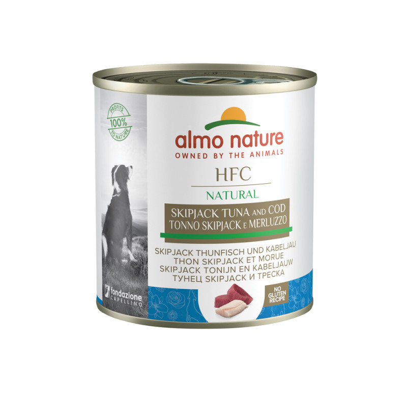 Boîte de pâtée pour chien Almo Nature Thon listao et Morue 290 g