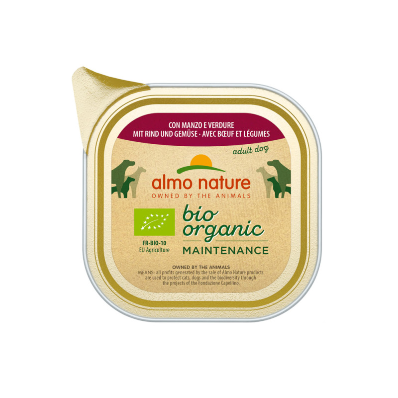 Barquette de pâtée pour chien Almo Nature Bio Boeuf et Légumes 100 g