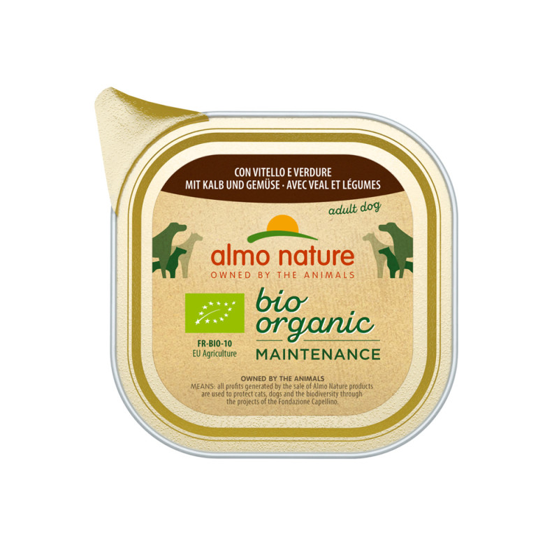 Barquette de pâtée pour chien Almo Nature Bio Veau et Légumes 100 g