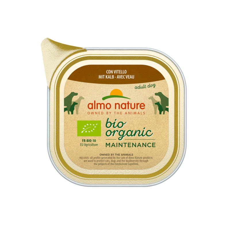 Barquette de pâtée pour chien Almo Nature Bio Veau 100 g