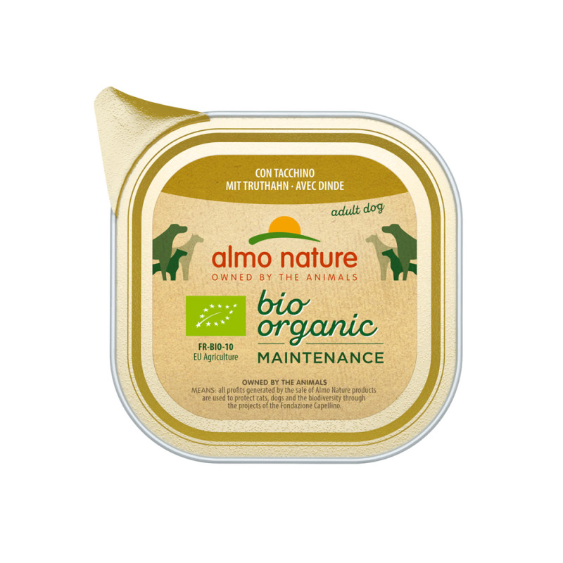 Barquette de pâtée pour chien Almo Nature Bio Dinde 100 g