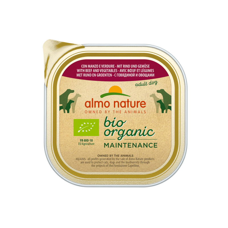 Barquette de pâtée pour chien Almo Nature Bio Boeuf et Légumes 300 g