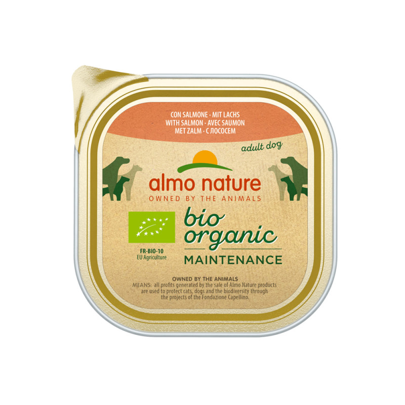 Barquette de pâtée pour chien Almo Nature Bio Saumon 300 g