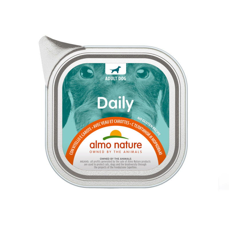 Barquette de pâtée pour chien Daily Almo Nature Veau et Carottes 100 g