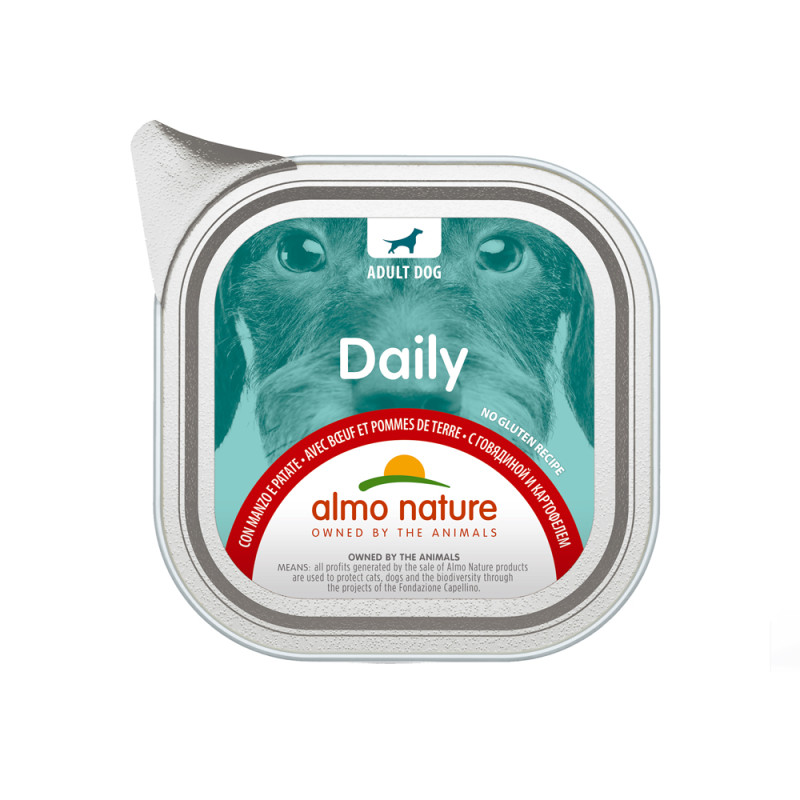 Barquette de pâtée pour chien Daily Almo Nature Boeuf et Pommes de terre 100 g