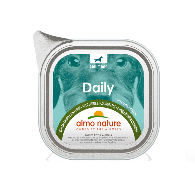 Barquette de pâtée pour chien Daily Almo Nature Dinde et Courgettes 100 g