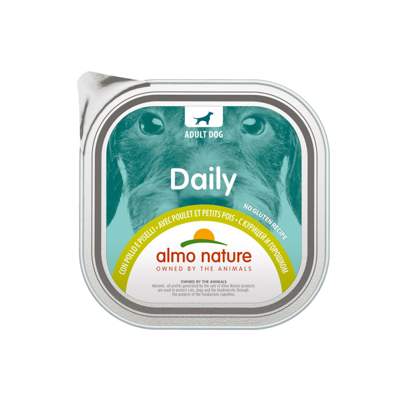 Barquette de pâtée pour chien Daily Almo Nature Poulet et Petits pois 300 g