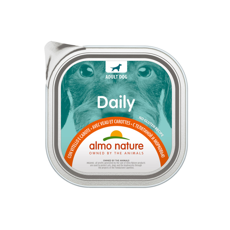 Barquette de pâtée pour chien Daily Almo Nature Veau et Carottes 300 g