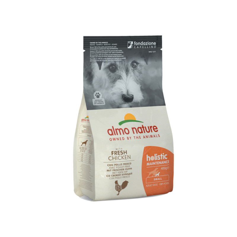 Sac de croquettes pour chien Extra Small et Small Almo Nature Poulet et Riz 0,4 kg