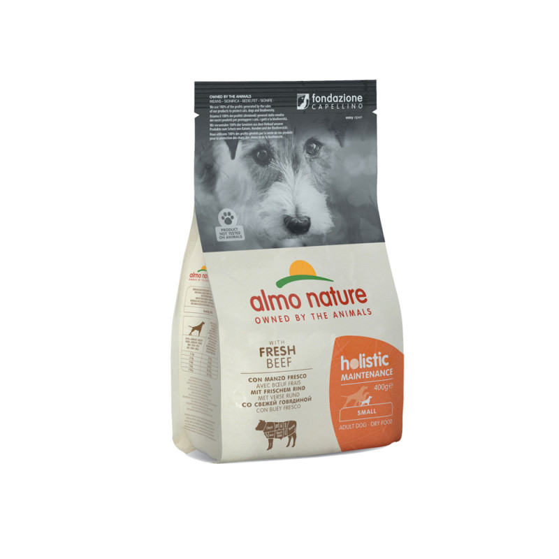 Sac de croquettes pour chien Extra Small et Small Almo Nature Boeuf et Riz 0,4 kg