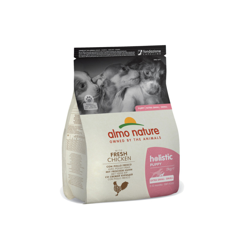 Sac de croquettes pour chiot Extra Small et Small Almo Nature Poulet et Riz 2 kg