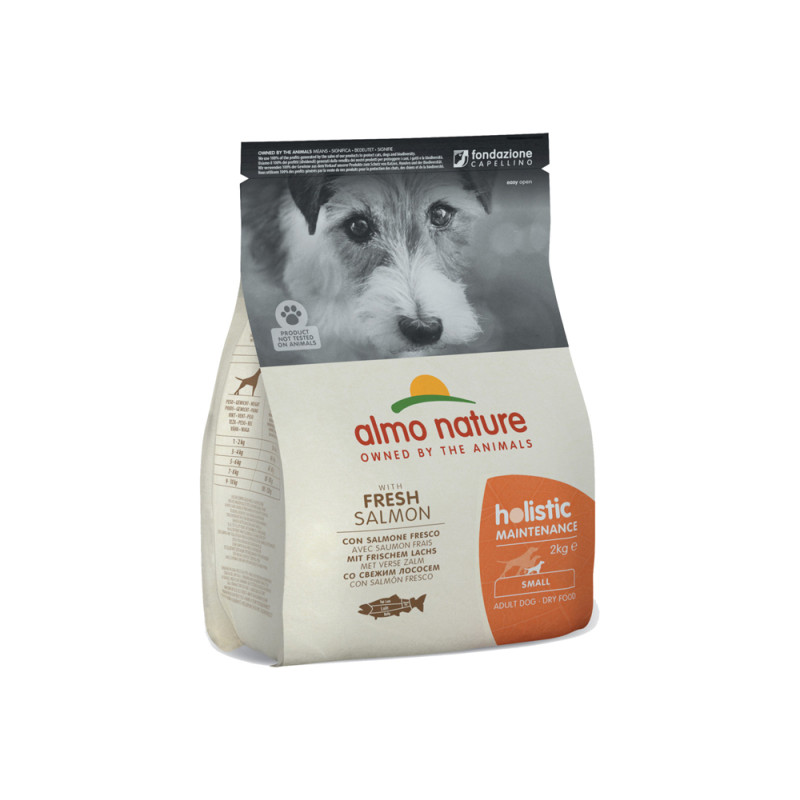 Sac de croquettes pour chien Extra Small et Small Almo Nature Saumon et Riz 2 kg