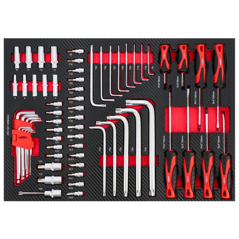 Servante d'atelier avec 7 tiroirs et 217 outils AIRPRESS