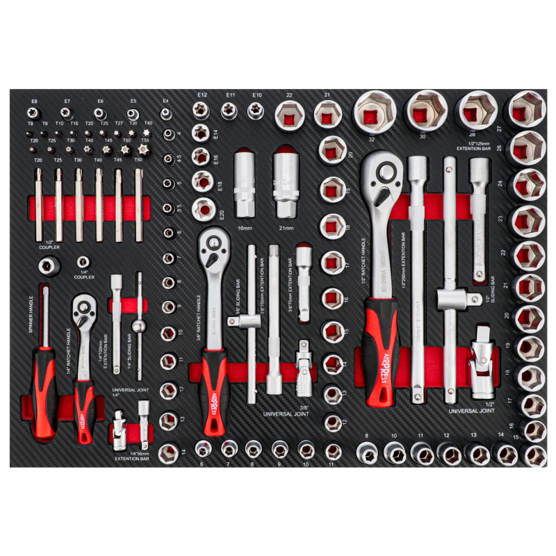 Servante d'atelier avec 7 tiroirs et 217 outils AIRPRESS
