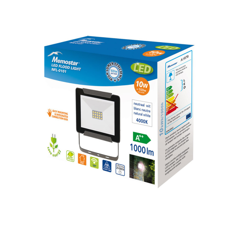 Projecteur extérieur LED NFL-0101 noir 10 W MEMOSTAR