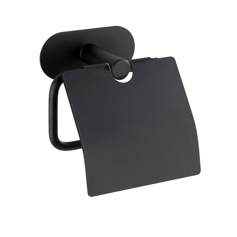 Porte-rouleau papier toilette avec rabat Turbo-Loc Orea noir mat WENKO