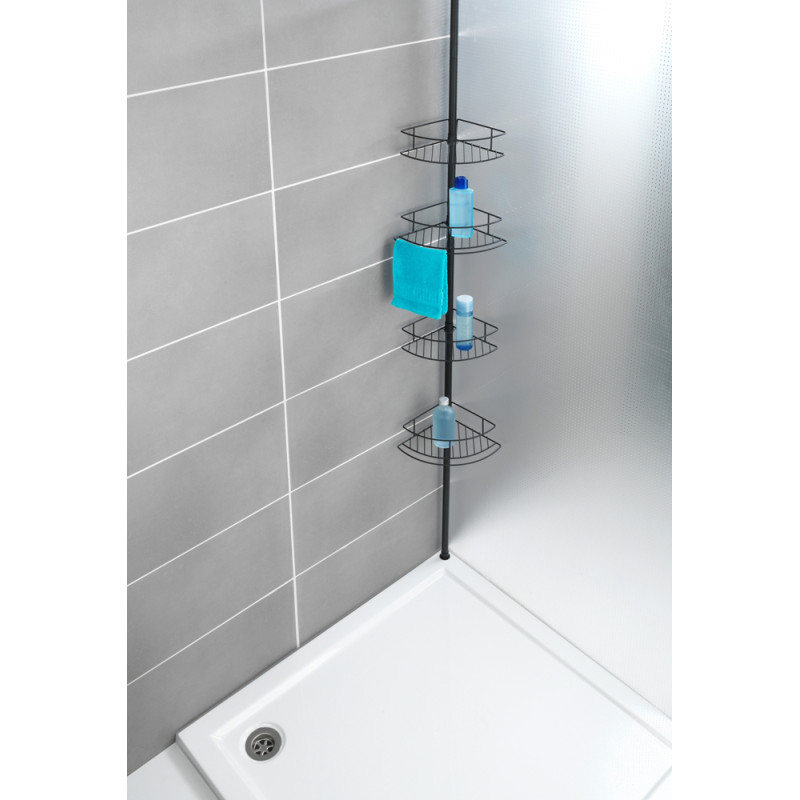 Étagère de douche d'angle télescopique Dolcedo noir mat WENKO