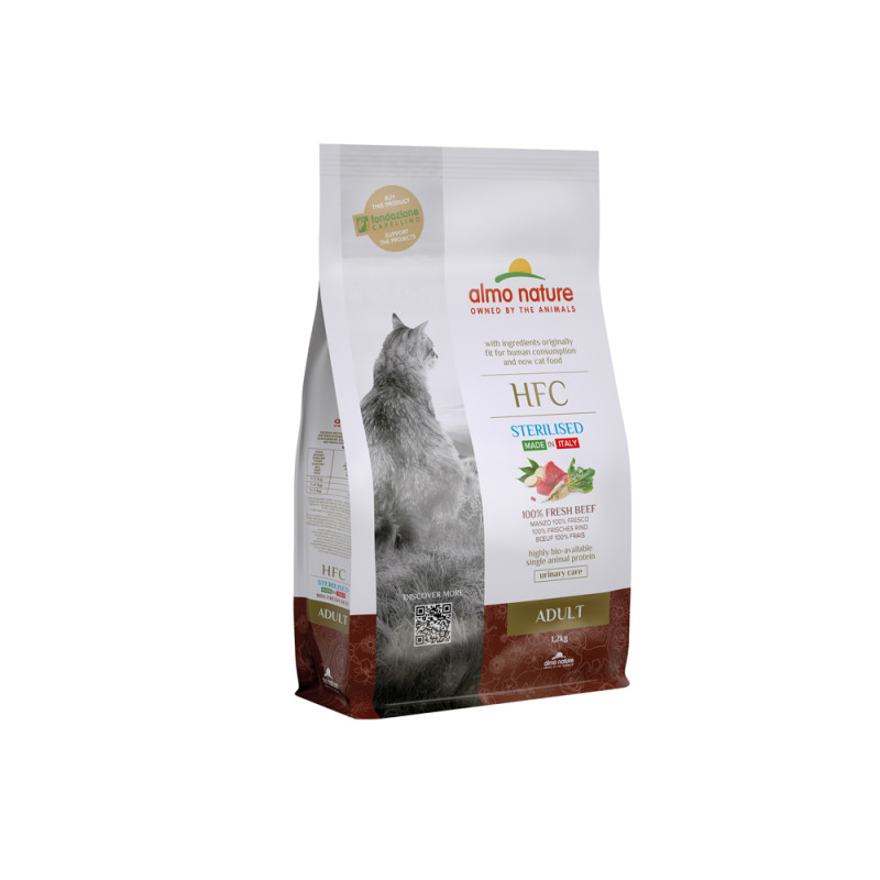 Sac de croquettes pour chat stérilisé Almo Nature Boeuf 1,2 kg