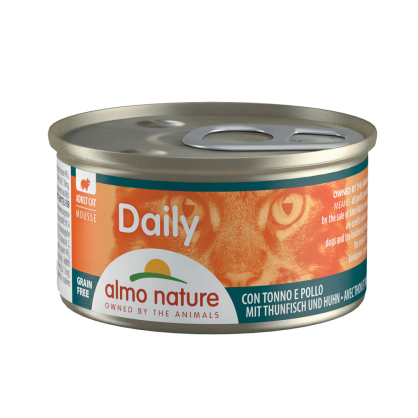 Boîte de pâtée pour chat Daily Almo Nature Mousse Thon et Poulet 0,085 kg