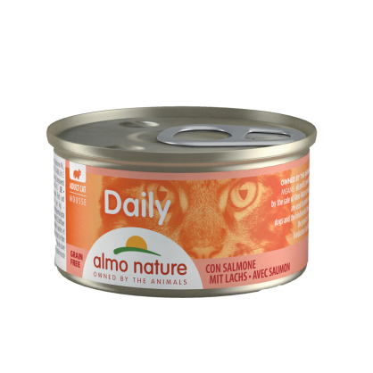 Boîte de pâtée pour chat Daily Almo Nature Mousse Saumon 0,085 kg