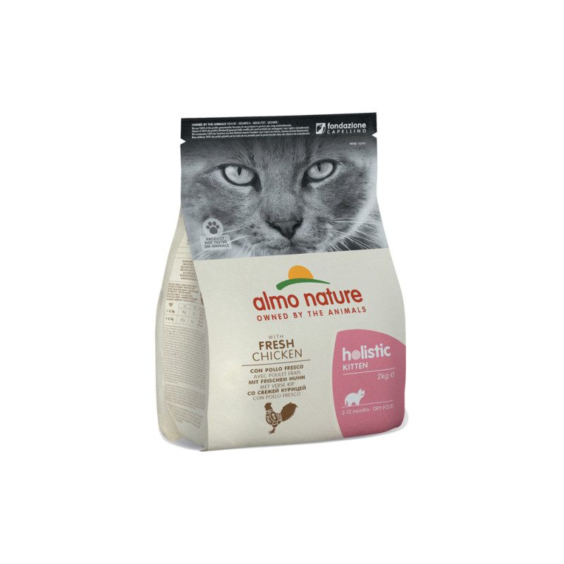 Sac de croquettes pour chaton Holistic Almo Nature Poulet et Riz 2 kg