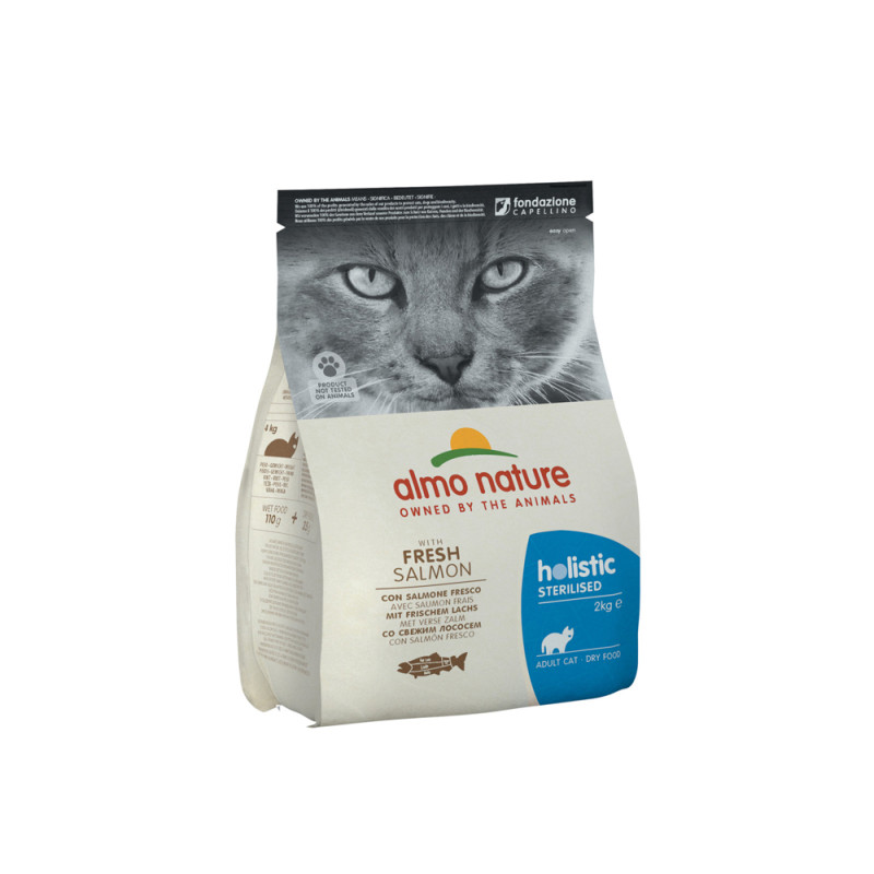 Sac de croquettes pour chat stérilisé Holistic Almo Nature Saumon et Riz 2 kg