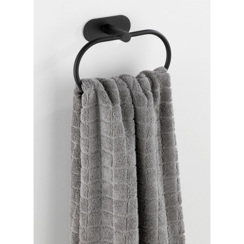 Porte-serviette anneau Turbo-Loc Orea noir mat WENKO