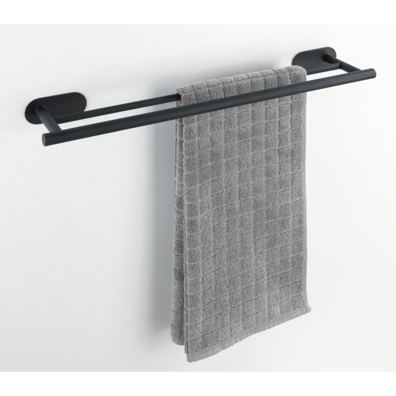 Porte-serviette Turbo-Loc Orea Duo noir mat 60 cm WENKO