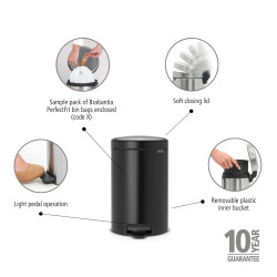 Poubelle à pédale NewIcon noire 12 L BRABANTIA