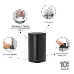 Poubelle à pédale NewIcon noire 20 L BRABANTIA