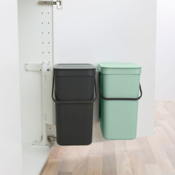 Poubelle de tri à encastrer Sort&Go verte et grise 2 x 12 L BRABANTIA