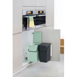 Poubelle de tri à encastrer Sort&Go verte et grise 2 x 16 L BRABANTIA