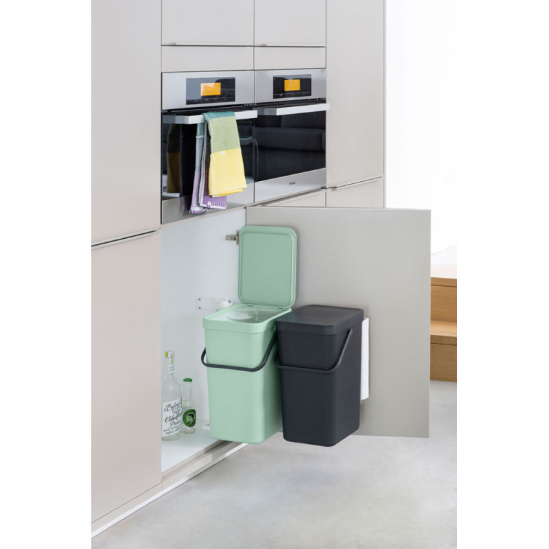 Poubelle de tri à encastrer Sort&Go verte et grise 2 x 16 L BRABANTIA