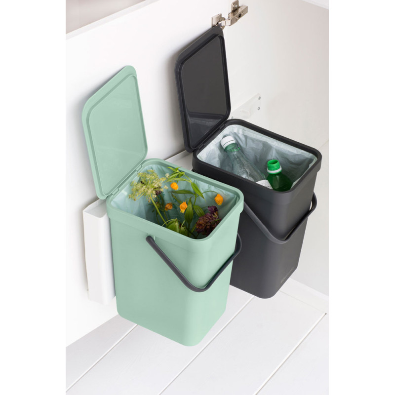 Poubelle de tri à encastrer Sort&Go verte et grise 2 x 16 L BRABANTIA