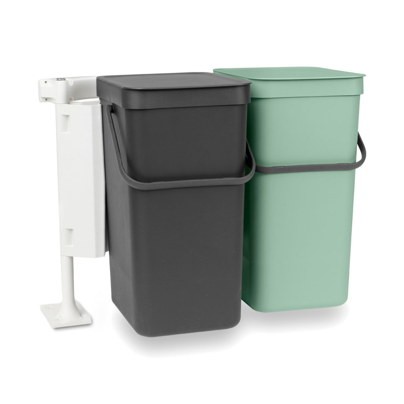 Poubelle de tri à encastrer Sort&Go verte et grise 2 x 16 L BRABANTIA