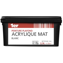 Peinture Plafond Acrylique Mat 2,5L – Finition Parfaite | 1ER