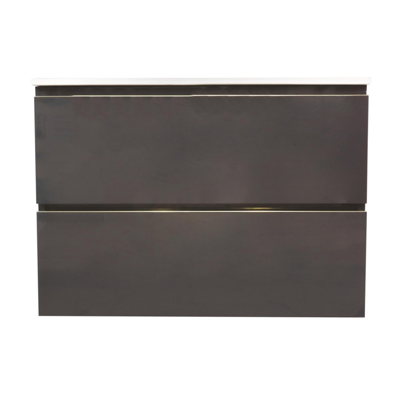 Meuble de salle de bain deux tiroirs avec vasque Trendy gris mat 80 cm ONDEE