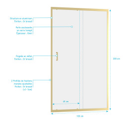 Porte de douche coulissante Factory Gold 120 x 200 cm AURLANE Porte de douche coulissante Factory Gold 120 x 200 cm AURLANE