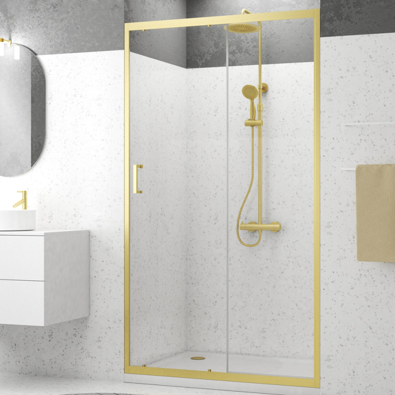 Porte de douche coulissante Factory Gold 120 x 200 cm AURLANE Porte de douche coulissante Factory Gold 120 x 200 cm AURLANE