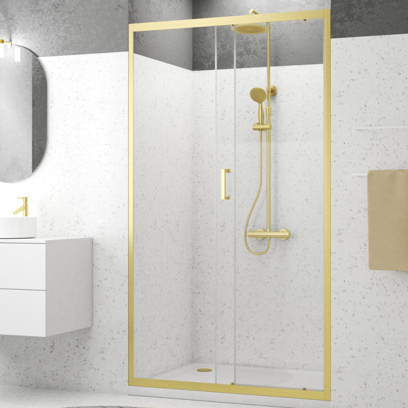 Porte de douche coulissante Factory Gold 120 x 200 cm AURLANE Porte de douche coulissante Factory Gold 120 x 200 cm AURLANE