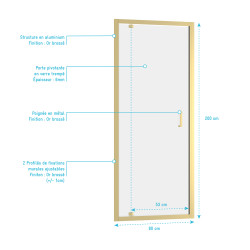 Porte de douche pivotante Factory Gold 80 x 200 cm AURLANE Porte de douche pivotante Factory Gold 80 x 200 cm AURLANE