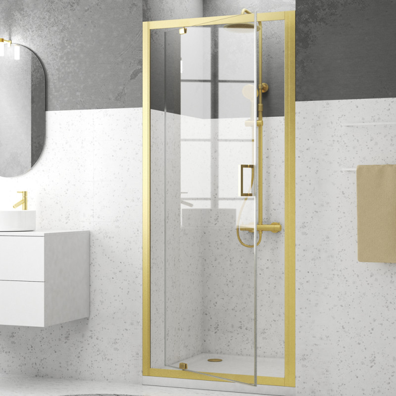 Porte de douche pivotante Factory Gold 90 x 200 cm AURLANE Porte de douche pivotante Factory Gold 90 x 200 cm AURLANE