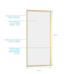 Paroi de douche fixe Factory Gold 80 x 200 cm AURLANE Paroi de douche fixe Factory Gold 80 x 200 cm AURLANE