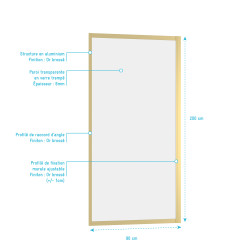 Paroi de douche fixe Factory Gold 90 x 200 cm AURLANE Paroi de douche fixe Factory Gold 90 x 200 cm AURLANE